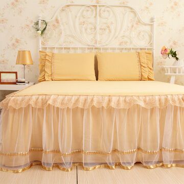 韩版蕾丝床裙单件花边床罩纯棉床单床套婚庆公主淑女床上用品包邮
