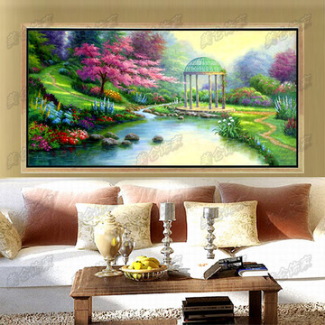 欧式油画纯手绘客厅山水风景家托马斯花园田园景别墅有框无框画
