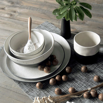 出口陶瓷餐具套装创意日式和风牛排盘米饭碗水杯平盘复古简约菜盘