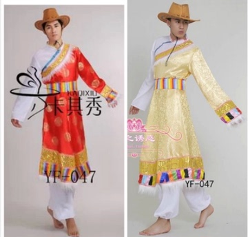 新款男士藏族舞蹈演出服饰少数民族藏族服装男装藏族舞台表演服装