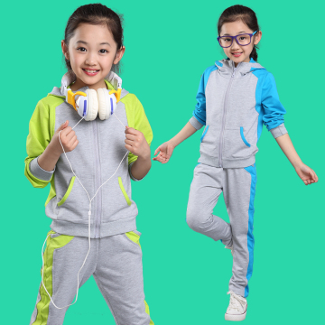 2015秋季新款女大儿童装运动套装女孩韩版运动两件套衣服拉链衫