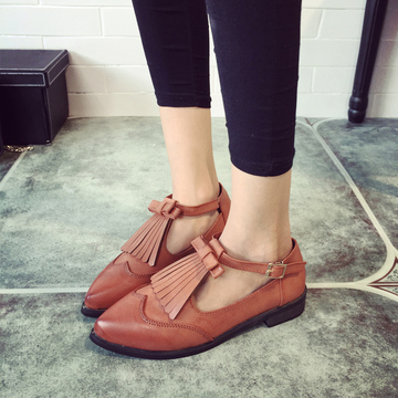 2015夏韩版中跟粗跟单鞋复古小皮鞋学院风女英伦丁字式扣带女凉鞋