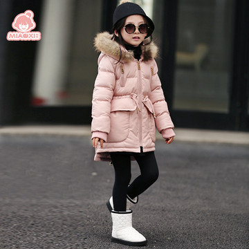 童装冬季韩版中长款外套大毛领加厚儿童6岁宝宝pu棉袄女童皮棉衣