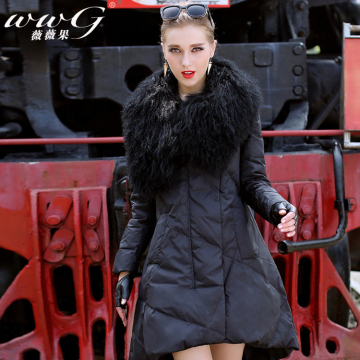 2016冬装新款羽绒服女装中长款加厚保暖滩羊毛领韩版气质修身外套