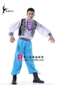 维族舞蹈表演服装新疆舞蹈演出服 哈萨克族演出服饰 民族服装男