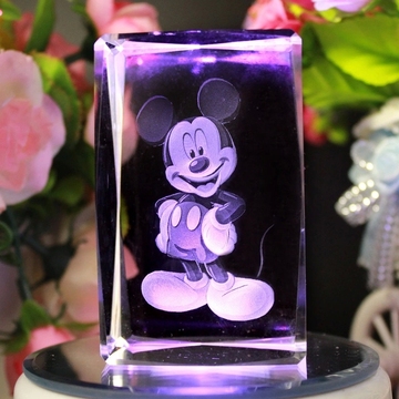水晶内雕米老鼠 送小朋友纪念动漫diy儿童节礼品生日情人节礼物