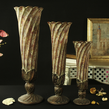 欧式复古陶瓷花瓶 装饰品树脂做旧摆件 客厅创意工艺品落地花插