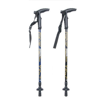 鲁滨逊户外装备伸缩登山杖 流金碳素超轻四节手杖登山杖t型柄正品