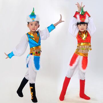 新款少儿少数民族服装女童筷子舞演出服蒙古族表演舞蹈服秋冬套装