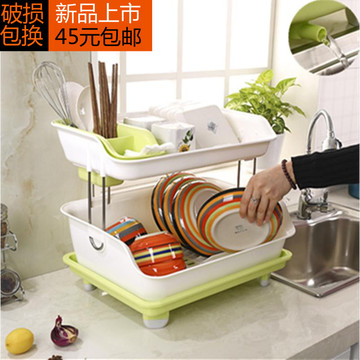 塑料双层碗架 碗筷碗碟沥水架碗柜厨房置物架餐具蔬菜水果收纳架