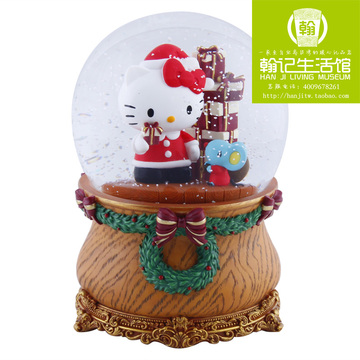 JARLL KT猫40周年限量版 水晶球音乐盒 KT圣诞老人款 带雪花 礼物