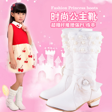 女童靴子公主高跟靴新款秋冬季儿童时尚棉靴韩版中大童骑士靴包邮