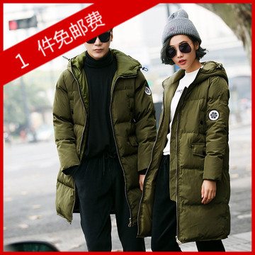 小虫银子2015冬季新款韩版中长款修身棉衣女大码情侣装外套学生潮