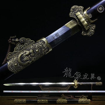 龙泉手工唐剑高档收藏宝剑覆土烧刃花纹钢一体剑高硬度汉剑未开刃