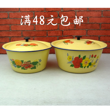 搪瓷洗手碗老式搪瓷盆加深汤锅带盖平底碗14-30cm9种尺寸