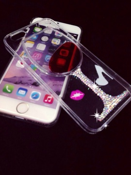 嘴唇红酒杯iPhone6/p手机壳透明啤酒杯苹果保护壳iPhone5镶钻水钻