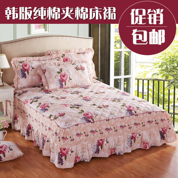 全棉夹棉加厚床罩床裙单件纯棉加棉床套床单1.21.51.8米定制特价