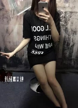 韩国代购夏女棒球服原宿实拍好质量字母竖条纹镂空宽松中长款t恤