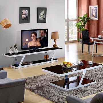 钢化玻璃茶几电视柜套装组合客厅成套家具现代简约时尚小户型烤漆