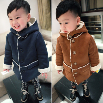 2015秋冬装男童小童韩版呢大衣婴幼儿宝宝加绒外套1-2-3-4-5岁潮