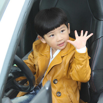 【英伦传奇】2014新款儿童皮衣男童风衣韩版皮衣宝宝夹棉外套