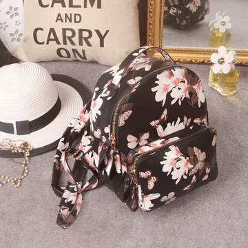 2015夏季新款韩版时尚潮流包包花朵印花女双肩包迷你小背包