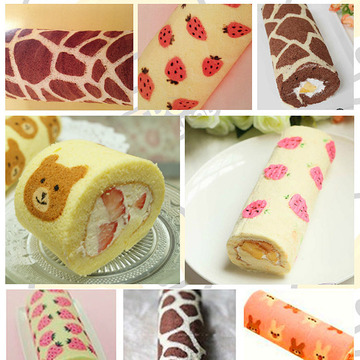 彩绘垫 做蛋糕卷 双面硅胶蛋糕卷印模垫可爱图案 硅胶垫 烘焙模具