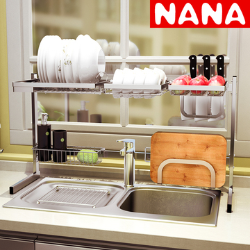 纳纳NANA304不锈钢折叠碗架水槽沥水架 厨房用品收纳置物架碗碟架