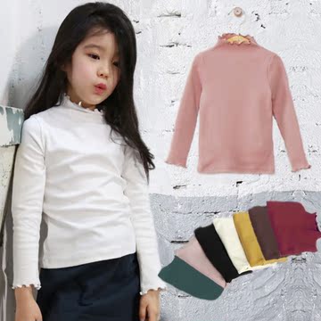 女童秋冬装2016新款韩国儿童纯棉高领T恤亲子母女装中大童打底衫