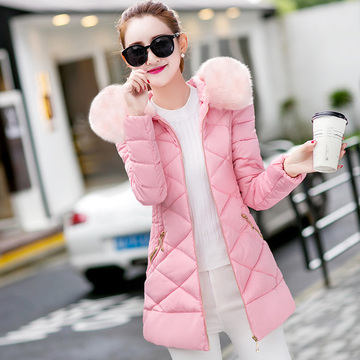 冬装新款韩版修身显瘦中长款棉袄女超大毛领气质女装外套保暖棉衣