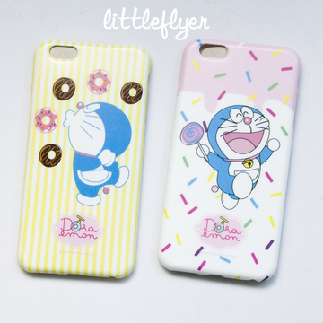 韩国可爱卡通机器猫小叮当条纹甜甜圈6s手机壳iPhone6plus保护套