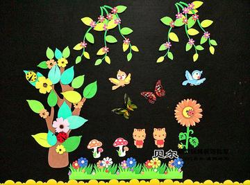 幼儿园教室墙报布置用品*泡沫绿叶大树花草燕子组合* 装饰墙贴*