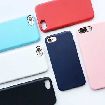 新款简约糖果色苹果6s手机壳iPhone7plus硅胶磨砂防摔软壳保护套