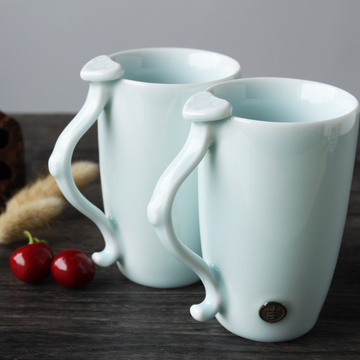 景德镇手工陶瓷杯带勺个性创意马克杯定制送礼物情侣喝水杯子茶杯