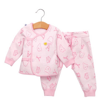 冬季新款新生儿衣服长袖和尚服字母卡通婴儿宝宝加绒加厚保暖衣