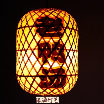 大排档灯罩竹编灯笼中式包布竹灯笼茶楼农家乐餐厅灯罩复古灯罩