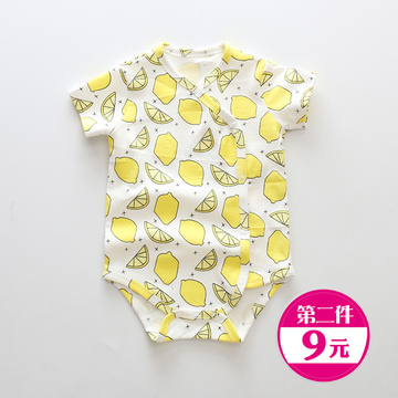 婴儿连体衣服夏季新生儿纯棉0个月3短袖睡爬服宝宝三角哈衣包屁衣