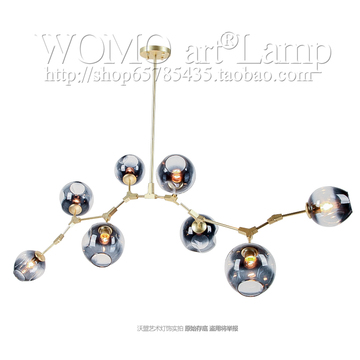 沃盟北欧创意艺术灯饰 餐厅服装店卧室客厅个性玻璃球魔豆球吊灯
