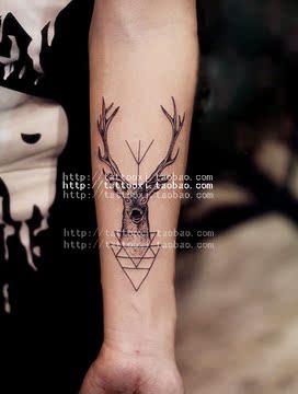 XI TATTOO 纹身贴 纹身 男 女 麋鹿小鹿花臂 纹身贴 防水纹身贴纸