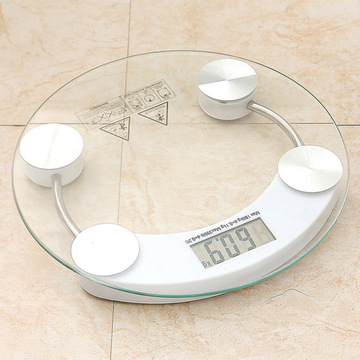 体重称健康称家用钢化玻璃电子称成人圆形液晶显示