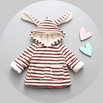 女童加厚连帽棉衣0-1-2-3岁冬装女宝宝加绒卫衣一岁8个月婴儿外套