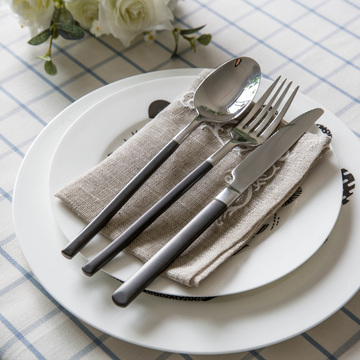 欧式高档西餐餐具 不锈钢牛排刀叉套装西餐勺 电镀黑金牛排刀叉子