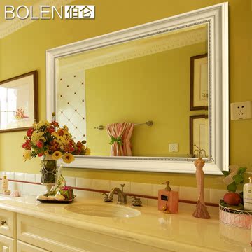 BOLEN欧式豪华浴室镜壁挂卫生间镜子北欧复古卫浴镜装饰镜可定制