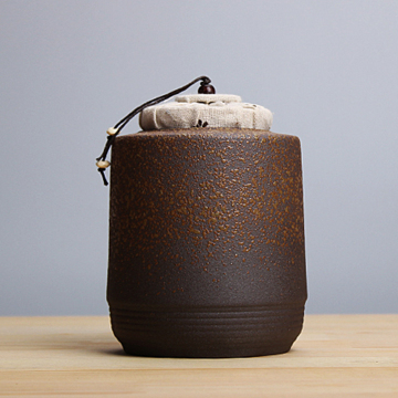复古柴烧茶叶罐陶瓷粗陶密封罐 软木布塞茶罐 大号特价德化茶具
