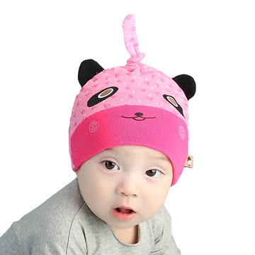 2016韩版 新款婴幼儿套头帽  可爱熊猫造型单帽  男女童个性棉帽