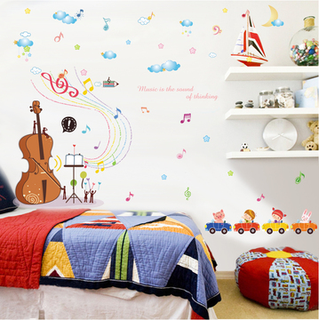 音符小提琴贴纸音乐学校教室琴房装饰幼儿园女孩房间布置墙贴画
