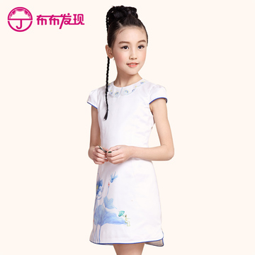 布布发现2016夏装新款童装女童旗袍中国风原创设计印花中大童唐装