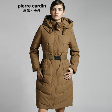 皮尔卡丹 2015冬季新款女士羽绒服中长款连帽修身女款外套修身潮