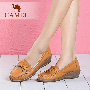 【新品】camel骆驼女鞋2016夏季新款日常舒适牛皮乐福鞋休闲单鞋