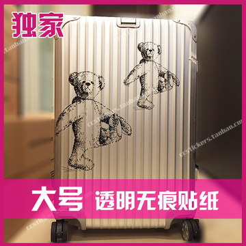 透明 泰迪熊贴纸 rimowa旅行箱贴纸 teddy卡通潮牌贴纸行李箱贴纸
